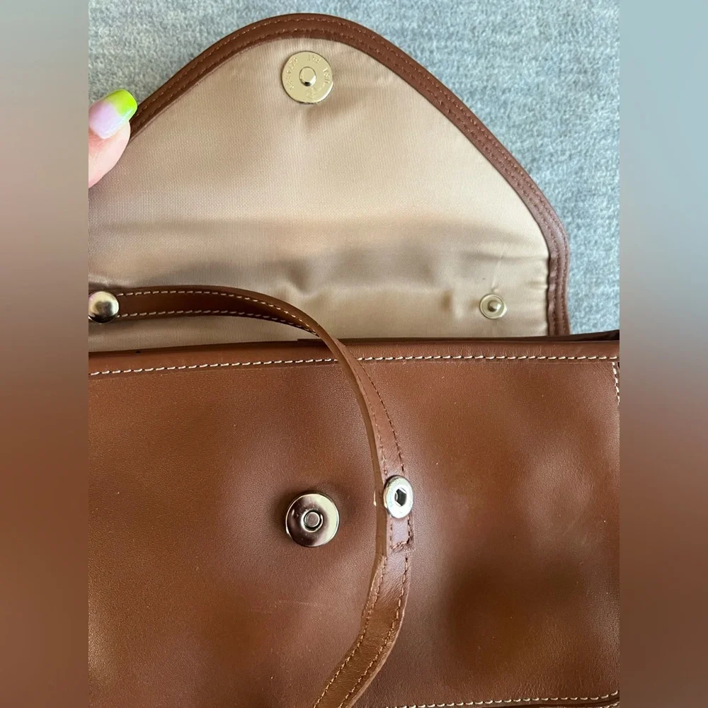 Bandolino Crossbody Camel Leather Shoulder Bag Convertible Clutch‎ Purse New